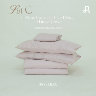 Set C ผ้าปูที่นอน + ปลอกผ้านวม + ปลอกหมอน 2 ใบ ผ้าฝ้ายแท้ 100% Long-staple cotton